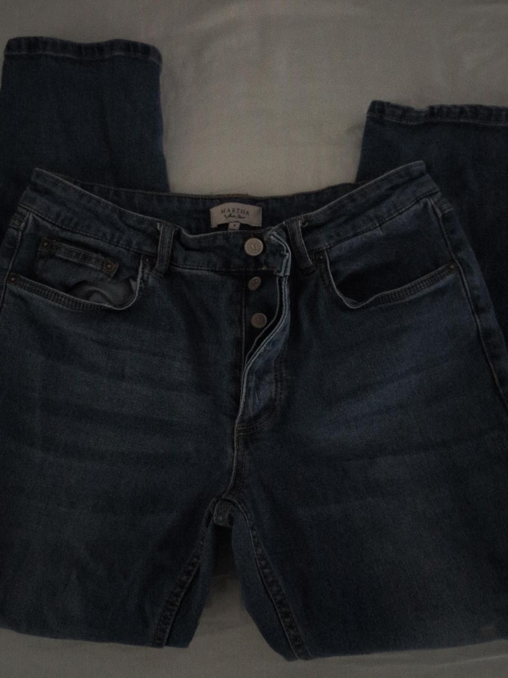 Martha Stewart Dark Blue Straight Leg Jeans with Button Fly
